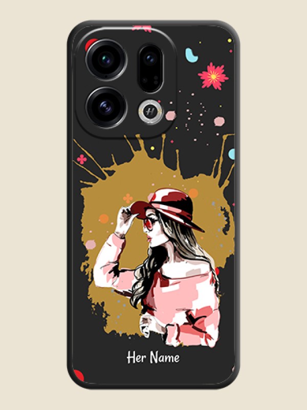 Custom Mordern Lady With Color Splash Background With Custom Text On Space Black Custom Soft Matte Mobile Back Cover - Oppo Find X9 5G - alternate view