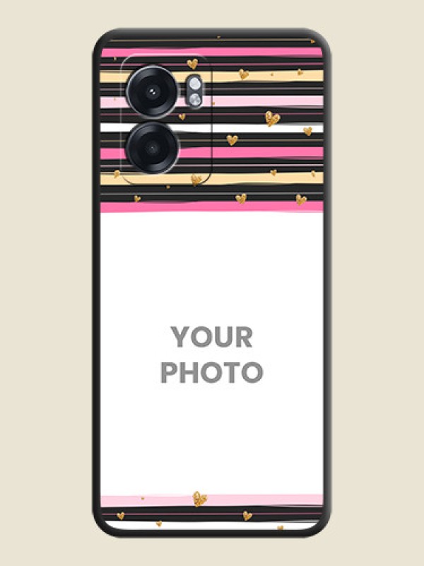 Custom Multicolor Lines and Golden Love Symbols Design on Photo on Space Black Soft Matte Mobile Cover - Oppo K10 5G - alternate view