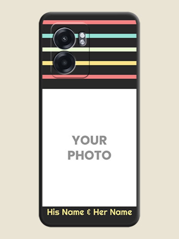 Custom Color Stripes with Photo and Text on Photo on Space Black Soft Matte Mobile Case - Oppo K10 5G - alternate view