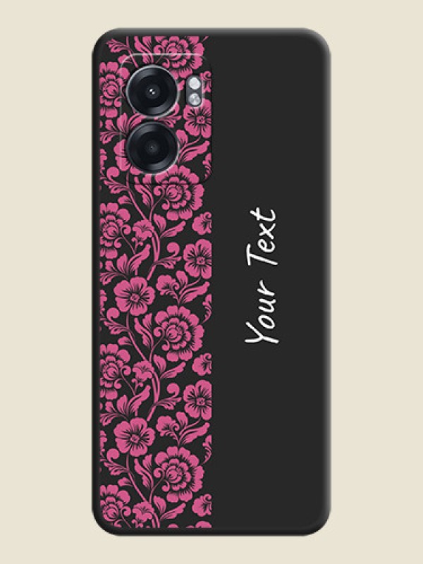 Custom Pink Floral Pattern Design With Custom Text On Space Black Personalized Soft Matte Phone Covers -Oppo K10 5G - alternate view