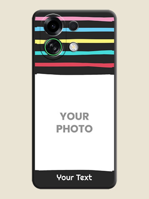 Custom Multicolor Lines with Image On Space Black Custom Soft Matte Mobile Back Cover - Oppo K13 Turbo 5G - alternate view