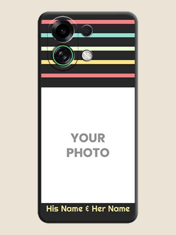 Custom Color Stripes with Photo and Text on Photo On Space Black Custom Soft Matte Mobile Back Cover - Oppo K13 Turbo 5G - alternate view