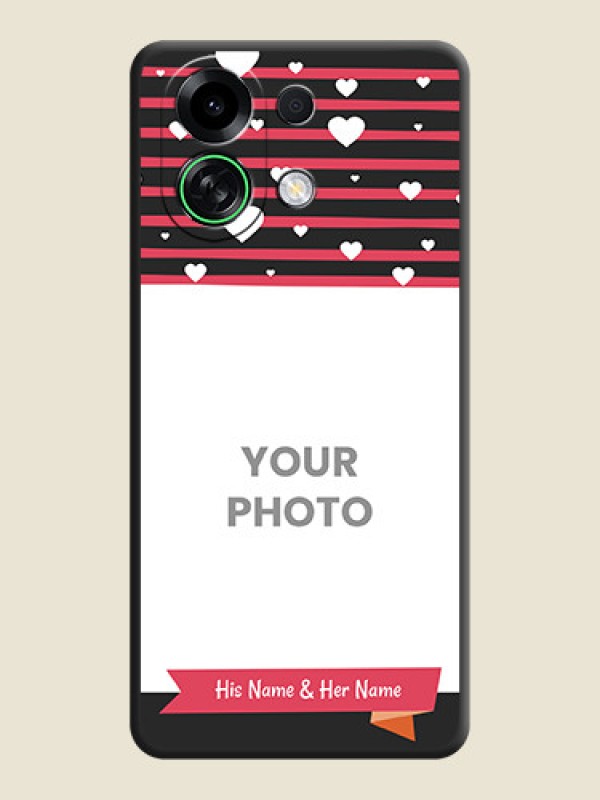 Custom White Color Love Symbols with Pink Lines Pattern On Space Black Custom Soft Matte Mobile Back Cover - Oppo K13 Turbo Pro 5G - alternate view