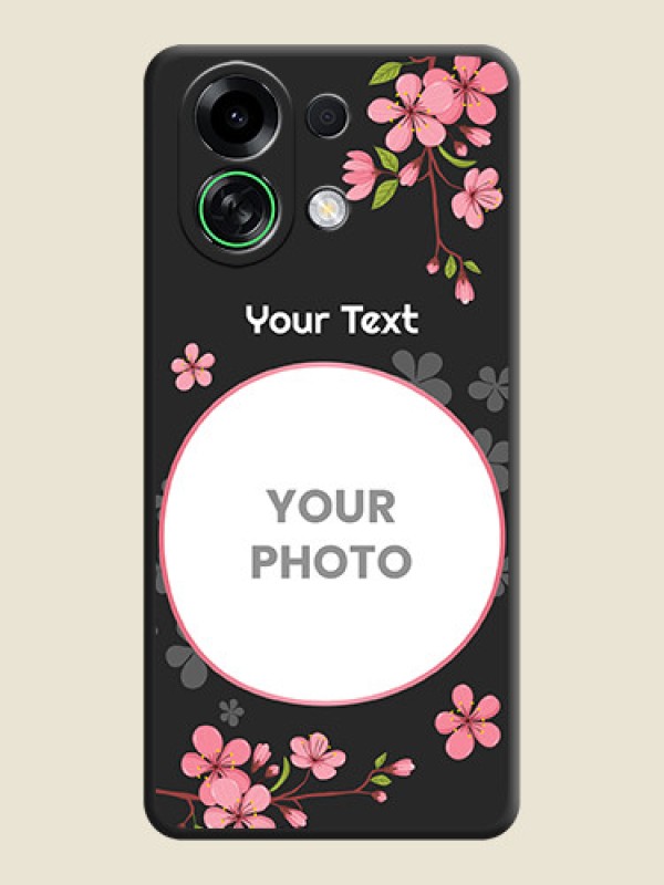 Custom Round Image with Pink Color Floral Design on Photo On Space Black Custom Soft Matte Mobile Back Cover - Oppo K13 Turbo Pro 5G - alternate view