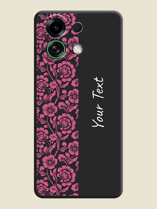 Custom Pink Floral Pattern Design With Custom Text On Space Black Custom Soft Matte Mobile Back Cover - Oppo K13 Turbo Pro 5G - alternate view