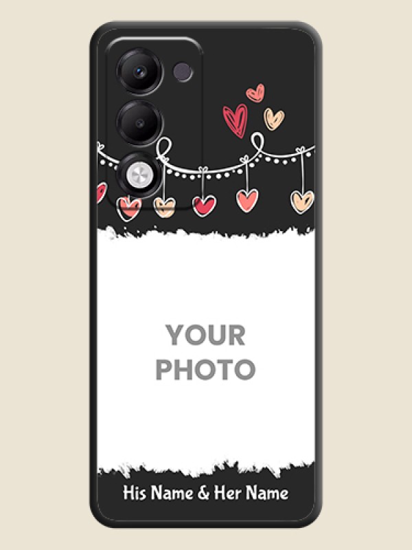 Custom Pink Love Hangings with Name On Space Black Custom Soft Matte Mobile Back Cover - Oppo k13x 5G - alternate view