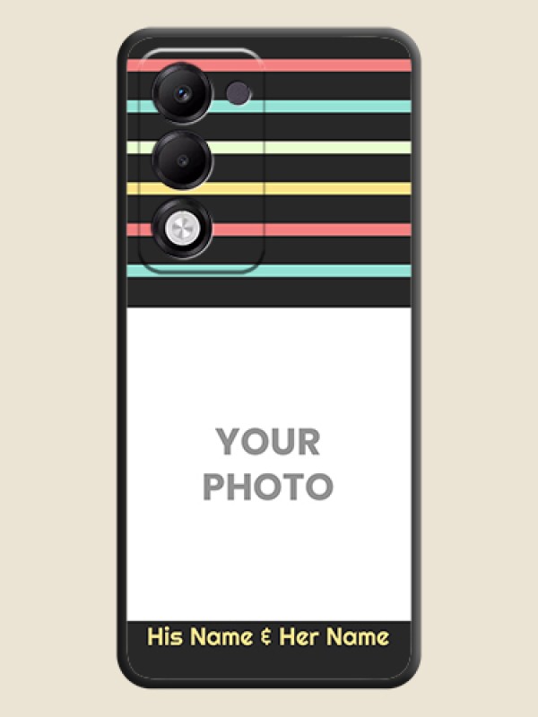 Custom Color Stripes with Photo and Text on Photo On Space Black Custom Soft Matte Mobile Back Cover - Oppo k13x 5G - alternate view