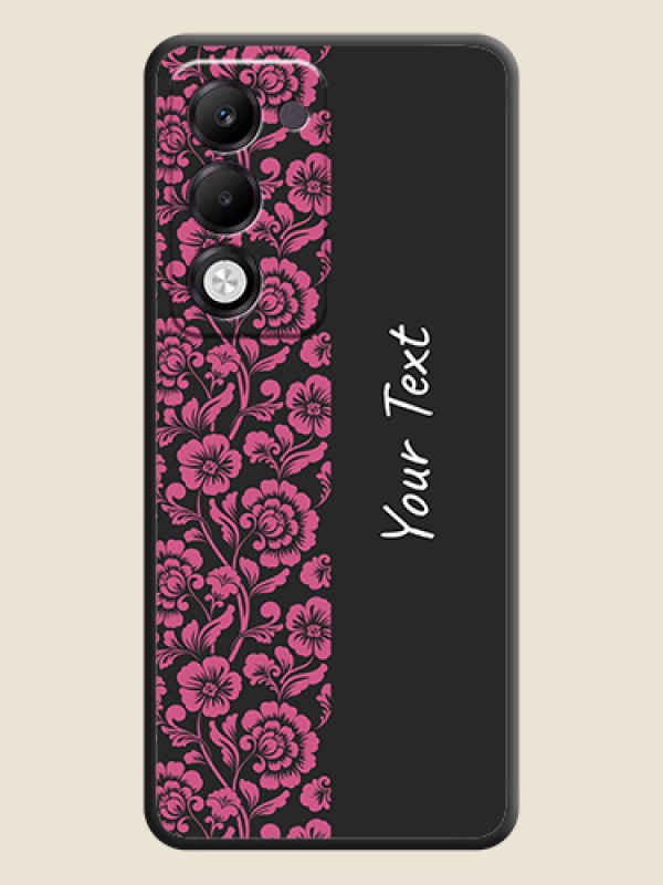 Custom Pink Floral Pattern Design With Custom Text On Space Black Custom Soft Matte Mobile Back Cover - Oppo k13x 5G - alternate view