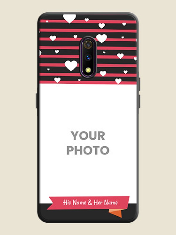 Custom White Color Love Symbols with Pink Lines Pattern on Space Black Custom Soft Matte Phone Cases - Oppo K3 - alternate view