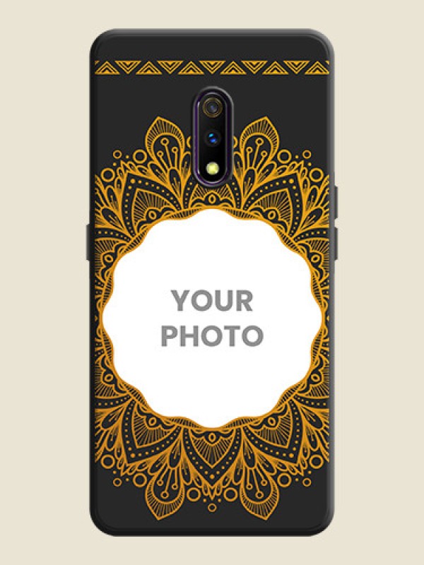Custom Round Image with Floral Design on Photo on Space Black Soft Matte Mobile Cover - Oppo K3 - alternate view