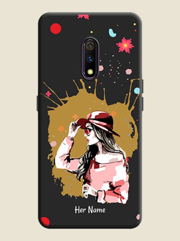 Custom Mordern Lady With Color Splash Background With Custom Text On Space Black Personalized Soft Matte Phone Covers -Oppo K3 - alternate view