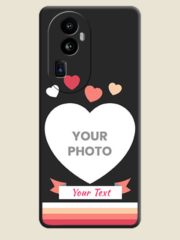 Custom Love Shaped Photo with Colorful Stripes on Personalised Space Black Soft Matte Cases - Reno 10 Pro Plus 5G - alternate view