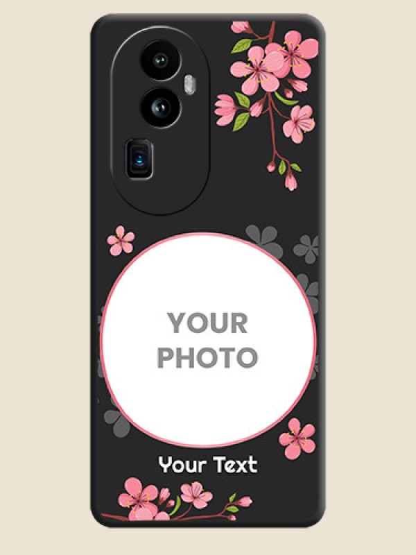 Custom Round Image with Pink Color Floral Design - Photo on Space Black Soft Matte Back Cover - Reno 10 Pro Plus 5G - alternate view