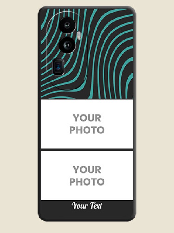 Custom Wave Pattern with 2 Image Holder on Space Black Personalized Soft Matte Phone Covers - Reno 10 Pro Plus 5G - alternate view