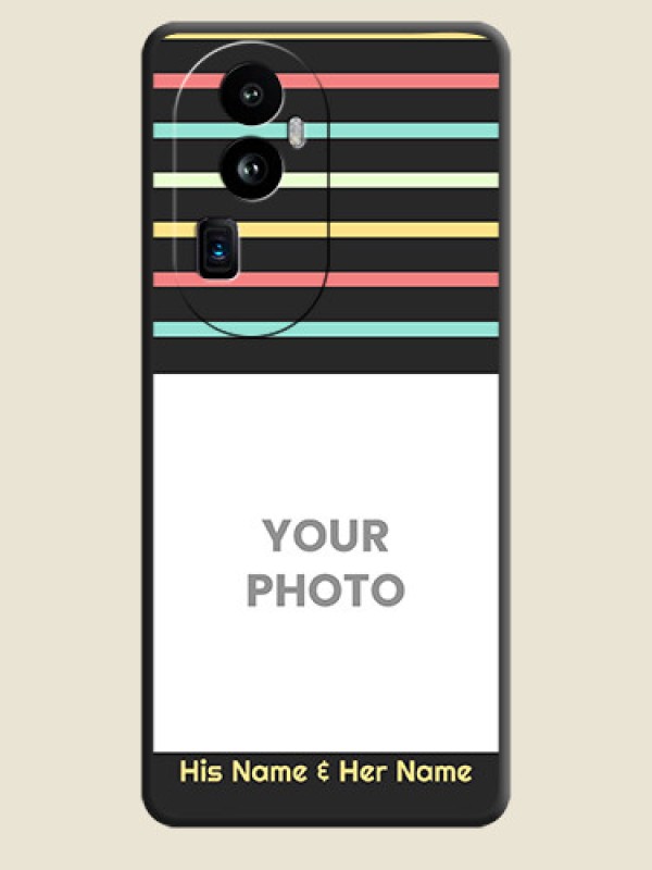 Custom Color Stripes with Photo and Text - Photo on Space Black Soft Matte Mobile Case - Reno 10 Pro Plus 5G - alternate view