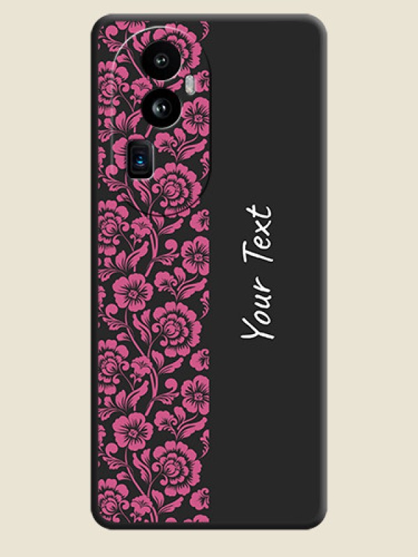 Custom Pink Floral Pattern Design With Custom Text On Space Black Personalized Soft Matte Phone Covers - Reno 10 Pro Plus 5G - alternate view
