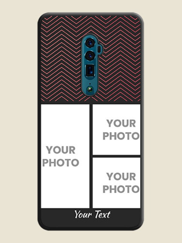 Custom Wave Pattern with 3 Image Holder on Space Black Custom Soft Matte Back Cover - Oppo Reno 10X Zoom - alternate view