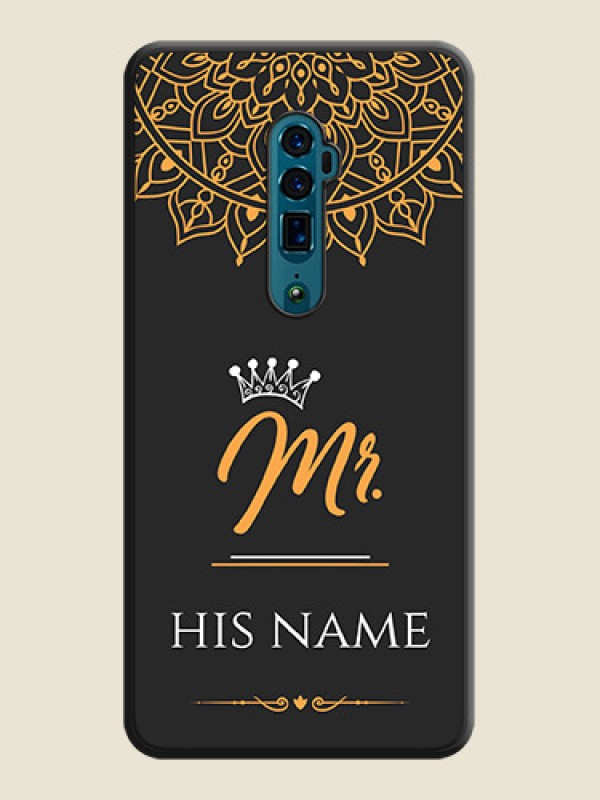Custom Mr Name with Floral Design on Personalised Space Black Soft Matte Cases - Oppo Reno 10X Zoom - alternate view