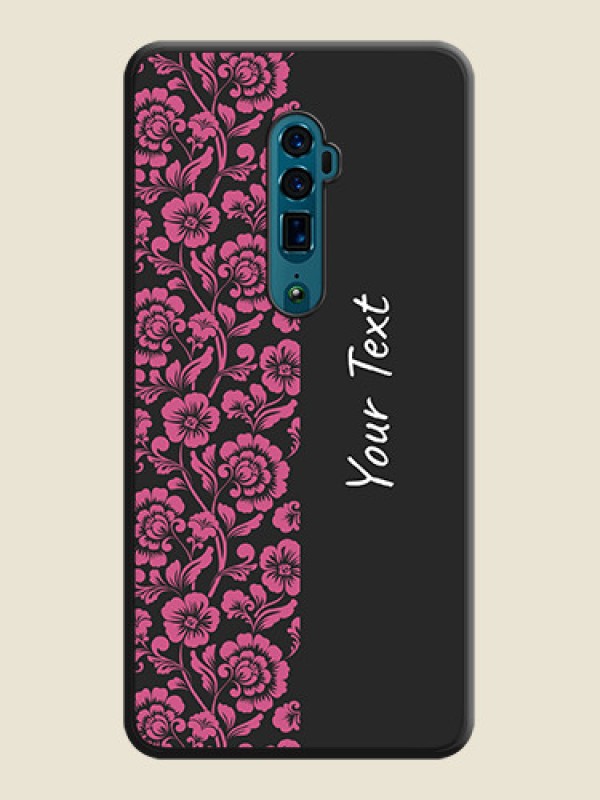 Custom Pink Floral Pattern Design With Custom Text On Space Black Personalized Soft Matte Phone Covers -Oppo Reno 10X Zoom - alternate view