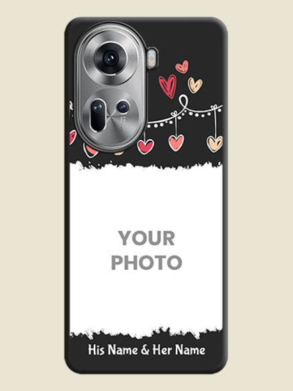 Custom Pink Love Hangings with Name on Space Black Custom Soft Matte Phone Cases - Reno 11 5G - alternate view