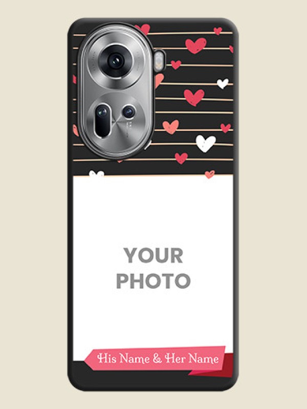 Custom Love Pattern with Name on Pink Ribbon - Photo on Space Black Soft Matte Back Cover - Reno 11 5G - alternate view