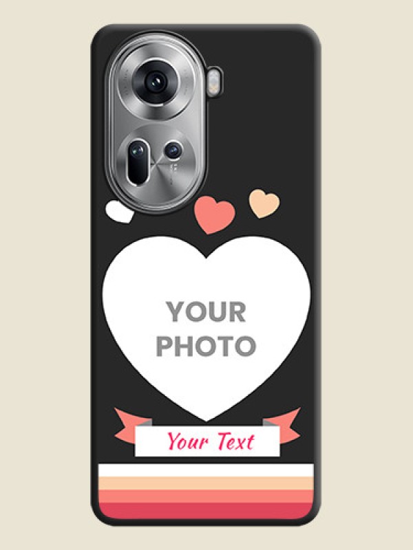 Custom Love Shaped Photo with Colorful Stripes on Personalised Space Black Soft Matte Cases - Reno 11 5G - alternate view