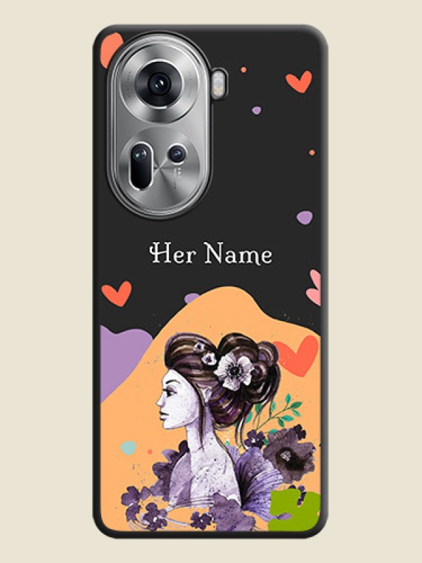 Custom Namecase For Her With Fancy Lady Image On Space Black Personalized Soft Matte Phone Covers - Reno 11 5G - alternate view