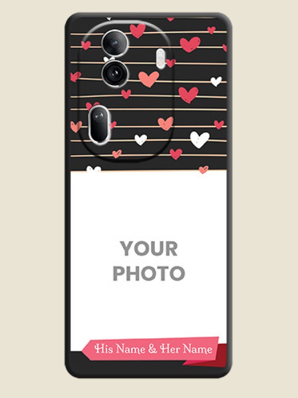 Custom Love Pattern with Name on Pink Ribbon - Photo on Space Black Soft Matte Back Cover - Reno 11 Pro 5G - alternate view