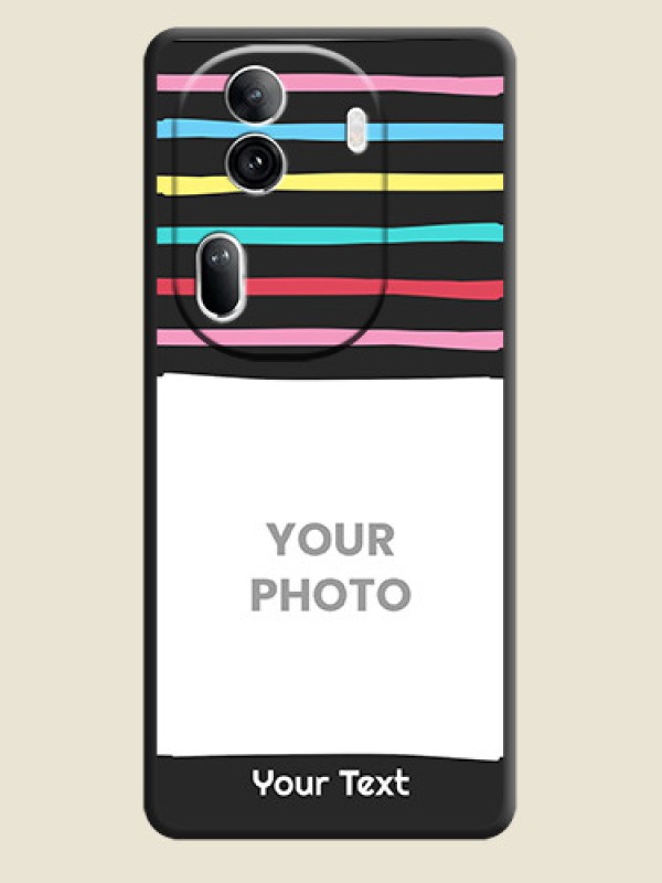 Custom Multicolor Lines with Image on Space Black Personalized Soft Matte Phone Covers - Reno 11 Pro 5G - alternate view