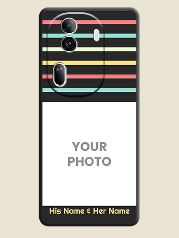 Custom Color Stripes with Photo and Text - Photo on Space Black Soft Matte Mobile Case - Reno 11 Pro 5G - alternate view