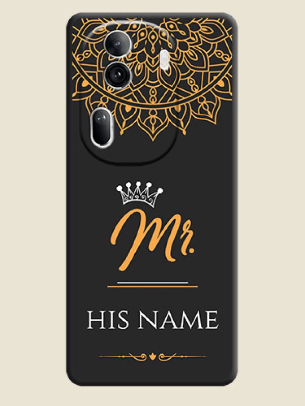 Custom Mr Name with Floral Design on Personalised Space Black Soft Matte Cases - Reno 11 Pro 5G - alternate view