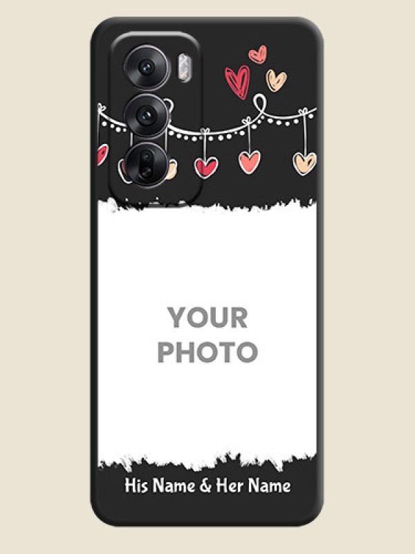Custom Pink Love Hangings with Name On Space Black Custom Soft Matte Mobile Back Cover - Oppo Reno 12 5G - alternate view