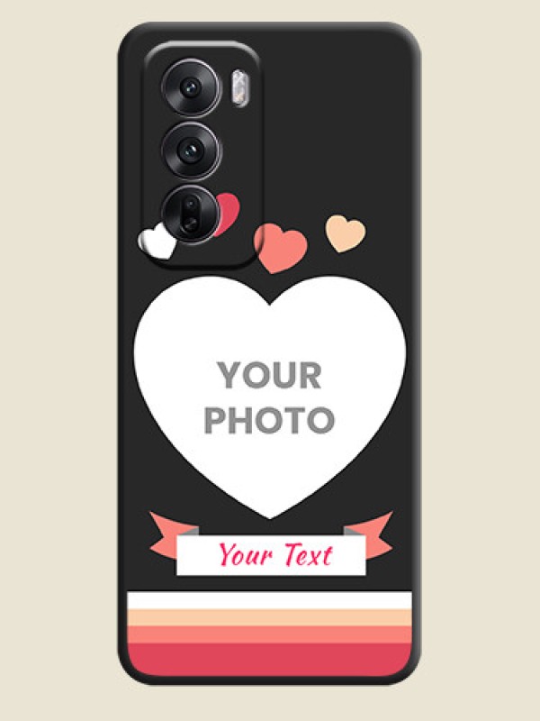 Custom Love Shaped Photo with Colorful Stripes On Space Black Custom Soft Matte Mobile Back Cover - Oppo Reno 12 5G - alternate view