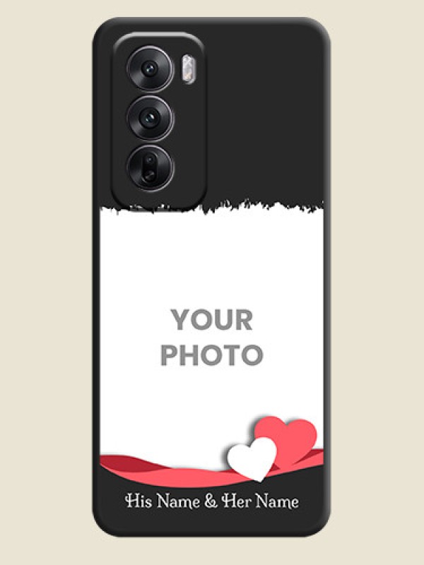 Custom Pin Color Love Shaped Ribbon Design with Text On Space Black Custom Soft Matte Mobile Back Cover - Oppo Reno 12 5G - alternate view