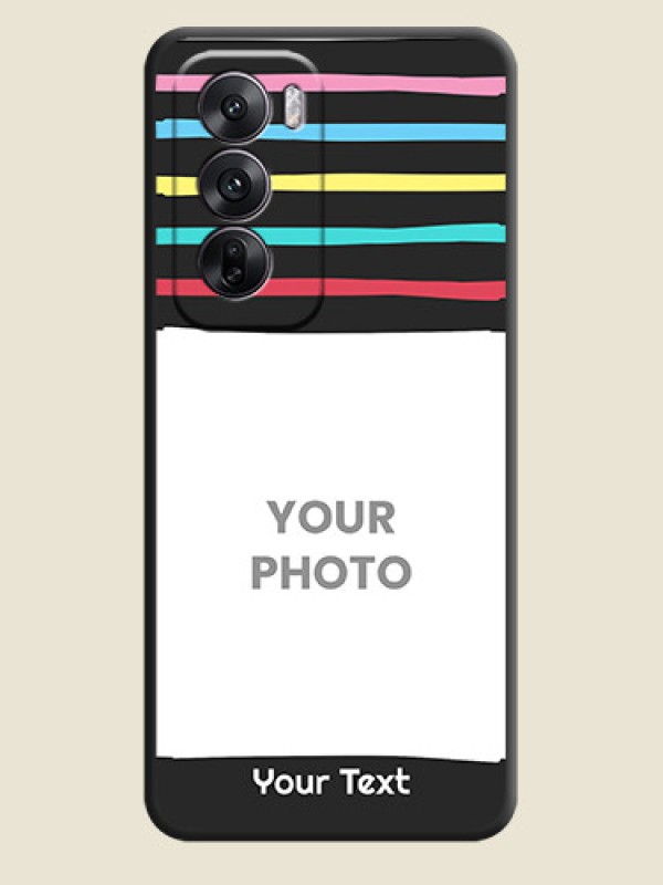Custom Multicolor Lines with Image On Space Black Custom Soft Matte Mobile Back Cover - Oppo Reno 12 5G - alternate view