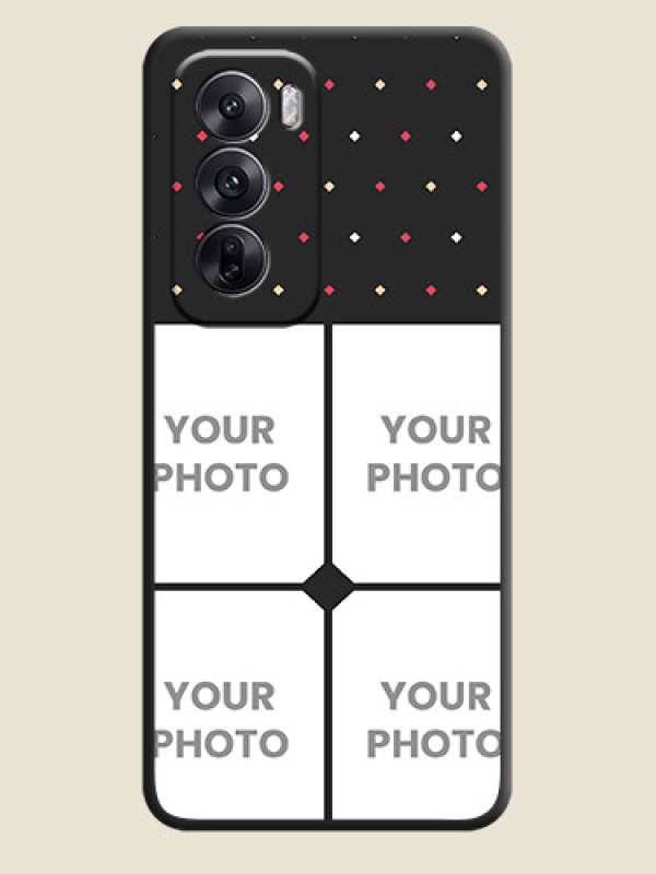Custom Multicolor Dotted Pattern with 4 Image Holder On Space Black Custom Soft Matte Mobile Back Cover - Oppo Reno 12 5G - alternate view