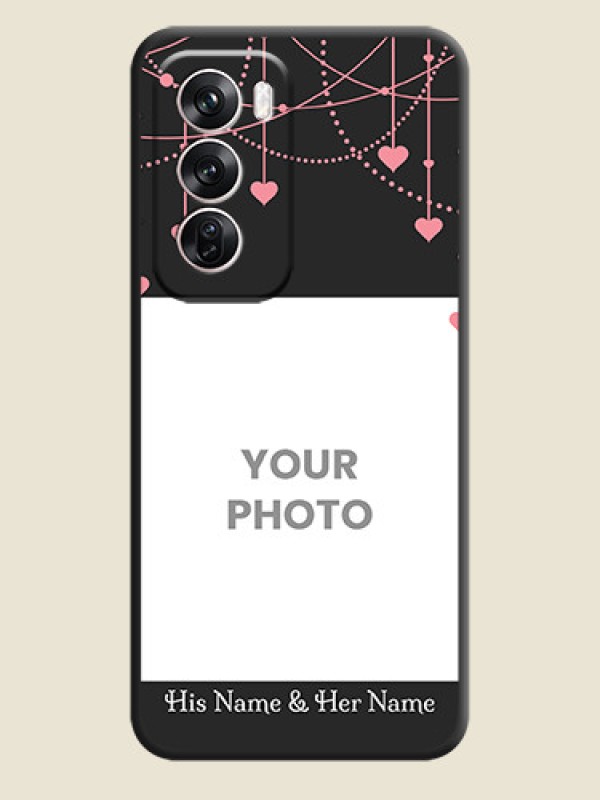 Custom Pink Love Hangings with Text On Space Black Custom Soft Matte Mobile Back Cover - Oppo Reno 12 Pro 5G - alternate view