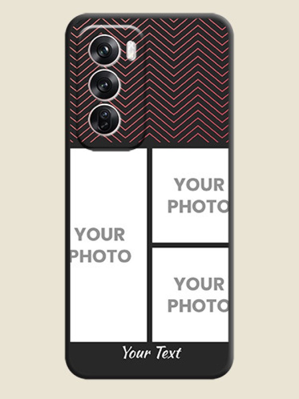 Custom Wave Pattern with 3 Image Holder On Space Black Custom Soft Matte Mobile Back Cover - Oppo Reno 12 Pro 5G - alternate view