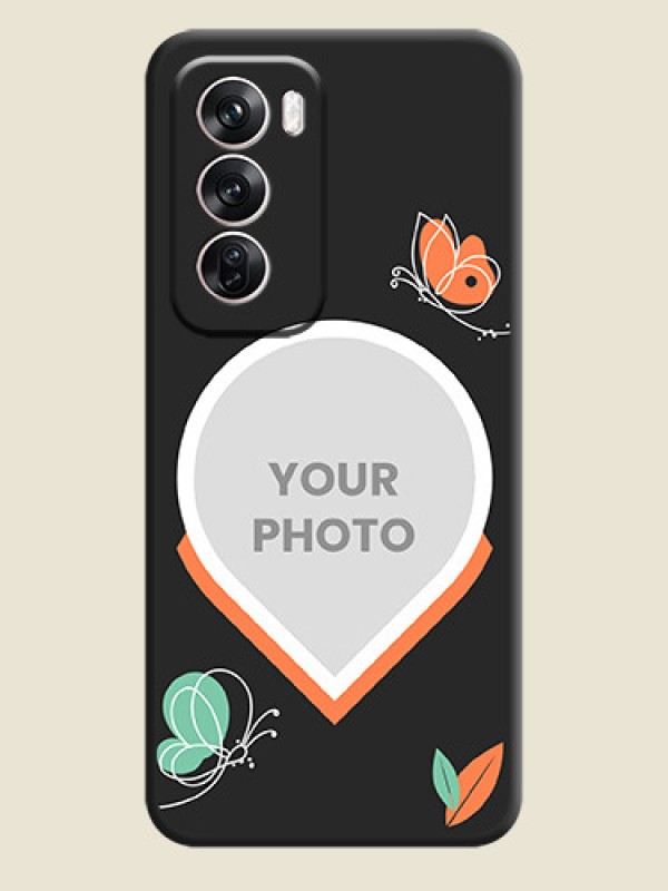 Custom Upload Pic With Simple Butterly Design On Space Black Custom Soft Matte Mobile Back Cover - Oppo Reno 12 Pro 5G - alternate view