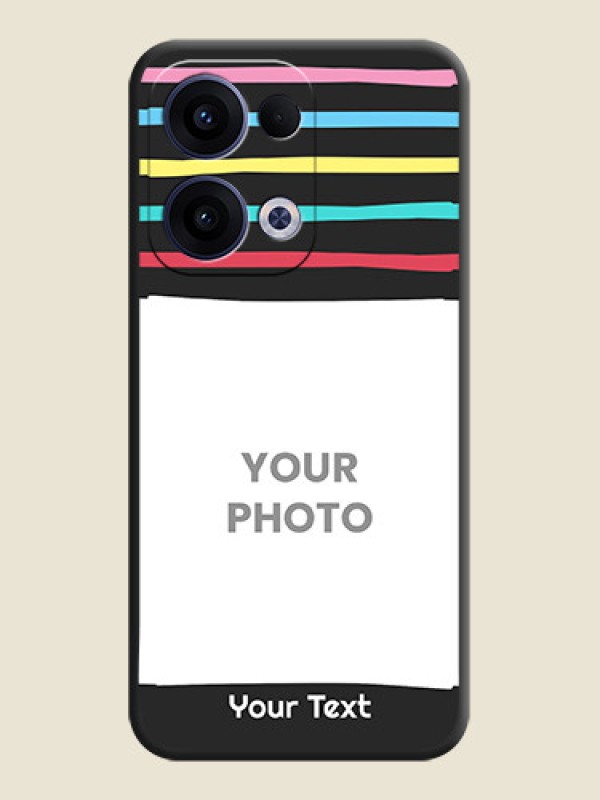 Custom Multicolor Lines with Image On Space Black Custom Soft Matte Mobile Back Cover - Oppo Reno 13 5G - alternate view