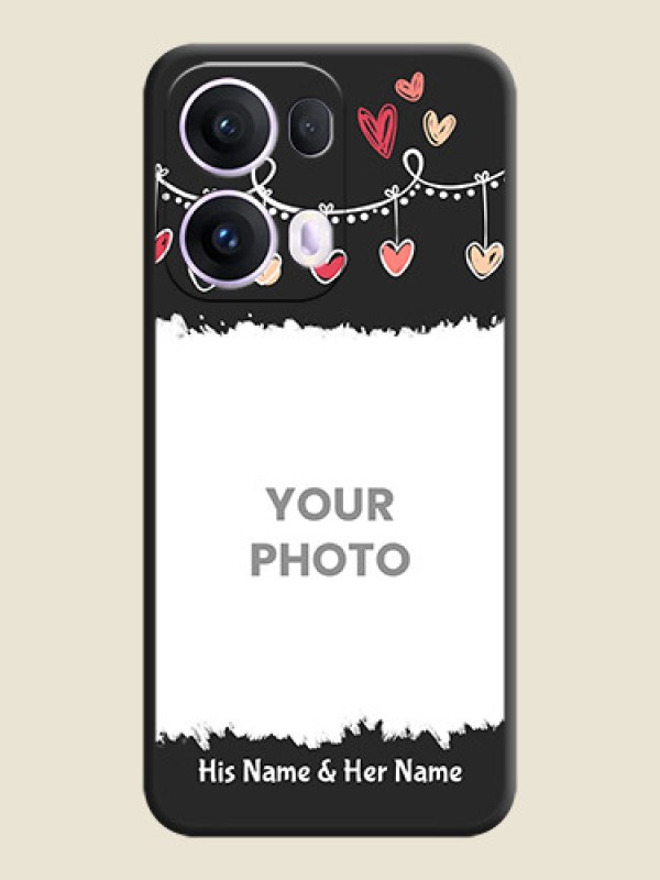 Custom Pink Love Hangings with Name On Space Black Custom Soft Matte Mobile Back Cover - Oppo Reno 13 Pro 5G - alternate view