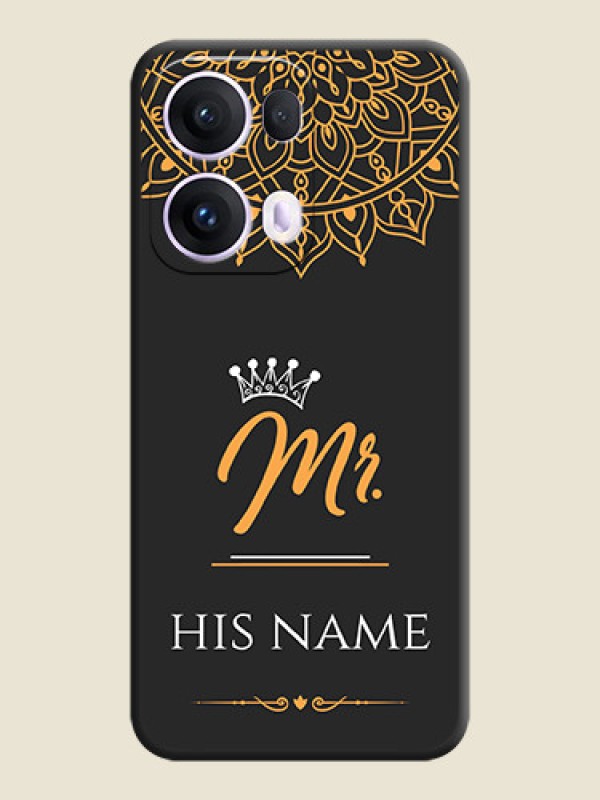 Custom Mr Name with Floral Design On Space Black Custom Soft Matte Mobile Back Cover - Oppo Reno 13 Pro 5G - alternate view