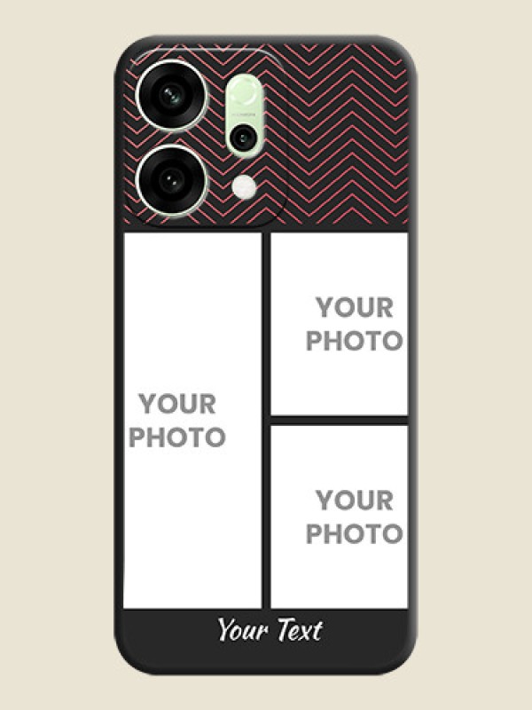 Custom Wave Pattern with 3 Image Holder On Space Black Custom Soft Matte Mobile Back Cover - Oppo Reno 14 5G - alternate view