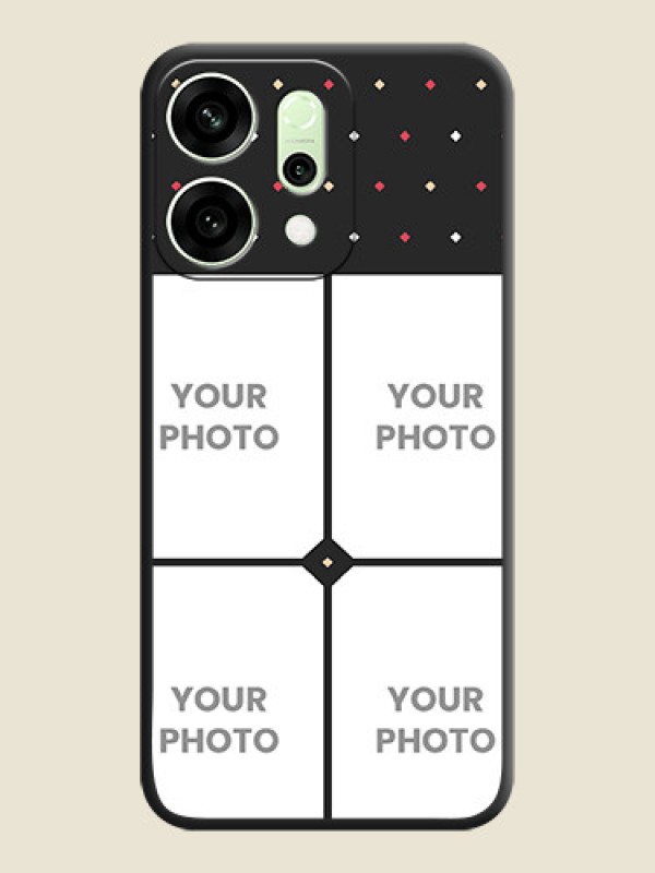 Custom Multicolor Dotted Pattern with 4 Image Holder On Space Black Custom Soft Matte Mobile Back Cover - Oppo Reno 14 5G - alternate view