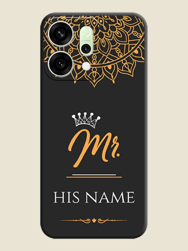 Custom Mr Name with Floral Design On Space Black Custom Soft Matte Mobile Back Cover - Oppo Reno 14 5G - alternate view
