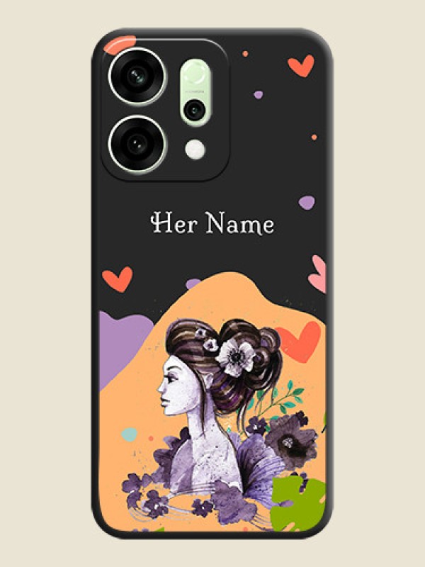 Custom Namecase For Her With Fancy Lady Image On Space Black Custom Soft Matte Mobile Back Cover - Oppo Reno 14 5G - alternate view