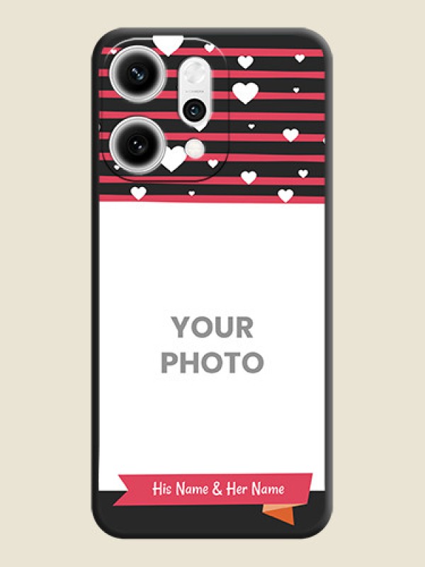 Custom White Color Love Symbols with Pink Lines Pattern On Space Black Custom Soft Matte Mobile Back Cover - Oppo Reno 14 Pro 5G - alternate view