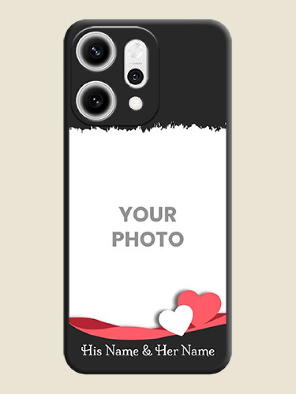 Custom Pin Color Love Shaped Ribbon Design with Text On Space Black Custom Soft Matte Mobile Back Cover - Oppo Reno 14 Pro 5G - alternate view