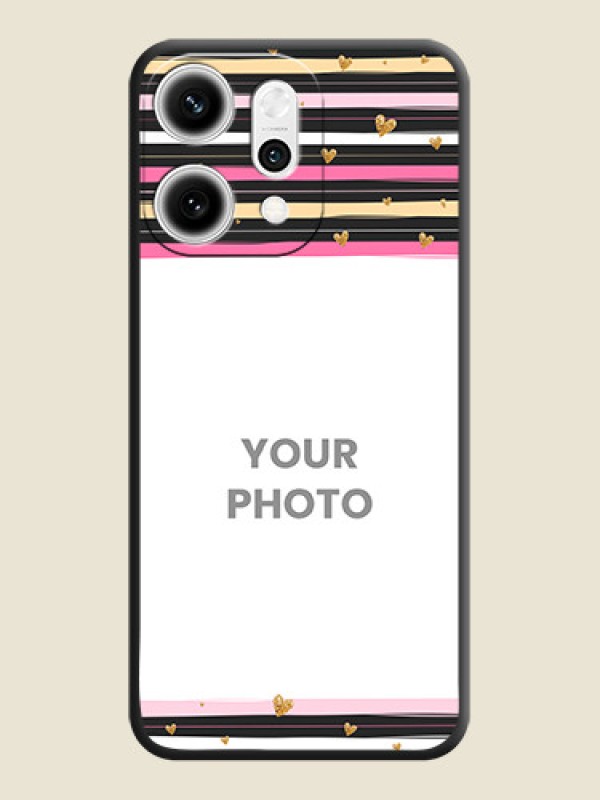 Custom Multicolor Lines and Golden Love Symbols Design on Photo On Space Black Custom Soft Matte Mobile Back Cover - Oppo Reno 14 Pro 5G - alternate view