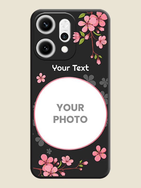 Custom Round Image with Pink Color Floral Design on Photo On Space Black Custom Soft Matte Mobile Back Cover - Oppo Reno 14 Pro 5G - alternate view